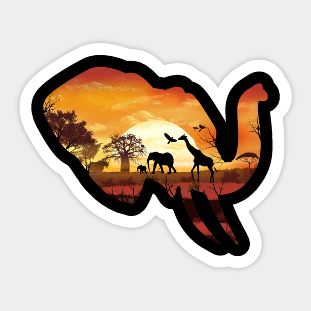 Wild Safari Sunset Sticker by DANDINGEROZZ